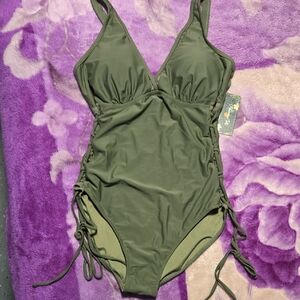 Olive Green One Piece Swimsuit